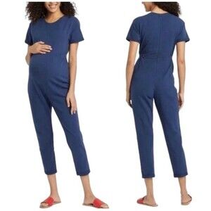 The Nines by Hatch Maternity Blue Short Sleeve Jumpsuit XXL